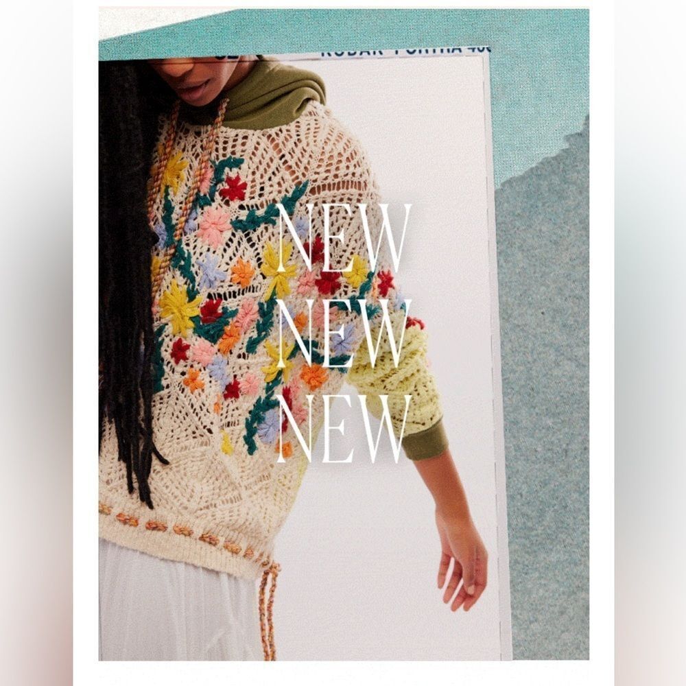 Free People $298 Wild Meadow Pullover with Gorgeous Crochet Detailing